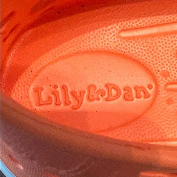 Lily & Dan Bright Orange Slip-On Rubber Sneakers with White Toe - Picture 4 of 4